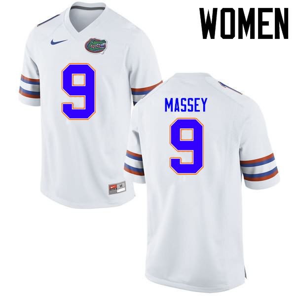 Women's NCAA Florida Gators Dre Massey #9 Stitched Authentic Nike White College Football Jersey ERI3065HC